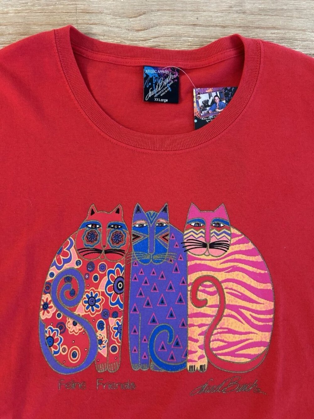 Laurel Burch T-Shirt Women’s Size XXL NEW Red Feline Friends Cats